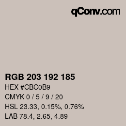 Farbcode: RGB 203 192 185 | qconv.com