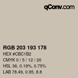 カラーコード: RGB 203 193 178 | qconv.com