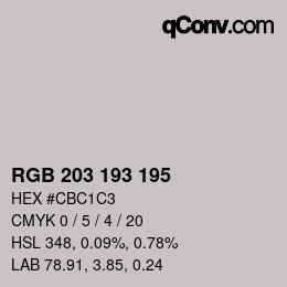 カラーコード: RGB 203 193 195 | qconv.com