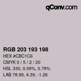 Color code: RGB 203 193 198 | qconv.com