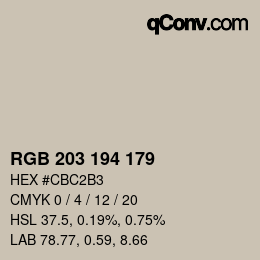 颜色代码: RGB 203 194 179 | qconv.com