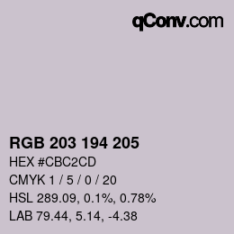 カラーコード: RGB 203 194 205 | qconv.com