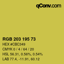 颜色代码: RGB 203 195 73 | qconv.com