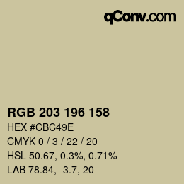 颜色代码: RGB 203 196 158 | qconv.com