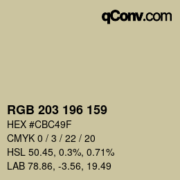 Farbcode: RGB 203 196 159 | qconv.com
