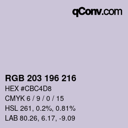 カラーコード: RGB 203 196 216 | qconv.com