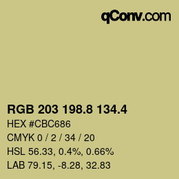 カラーコード: RGB 203 198.8 134.4 | qconv.com