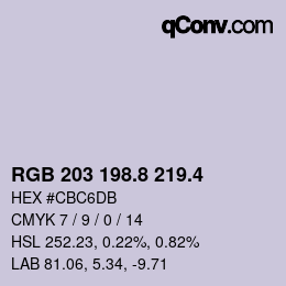 カラーコード: RGB 203 198.8 219.4 | qconv.com