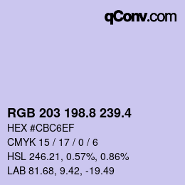 カラーコード: RGB 203 198.8 239.4 | qconv.com