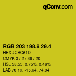 カラーコード: RGB 203 198.8 29.4 | qconv.com