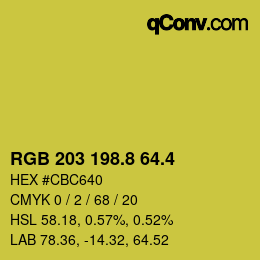 カラーコード: RGB 203 198.8 64.4 | qconv.com