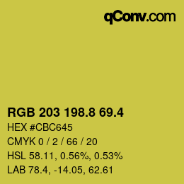カラーコード: RGB 203 198.8 69.4 | qconv.com