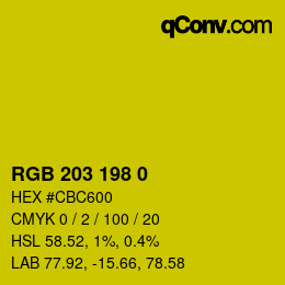 Color code: RGB 203 198 0 | qconv.com