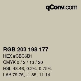 Color code: RGB 203 198 177 | qconv.com