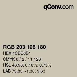 Color code: RGB 203 198 180 | qconv.com