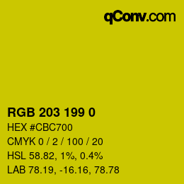 Color code: RGB 203 199 0 | qconv.com