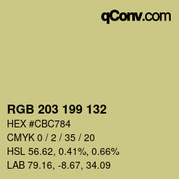 Color code: RGB 203 199 132 | qconv.com
