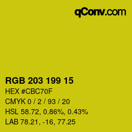 Color code: RGB 203 199 15 | qconv.com
