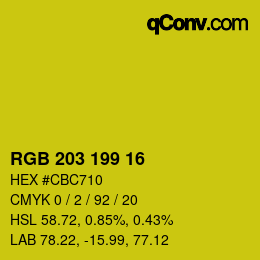 Color code: RGB 203 199 16 | qconv.com