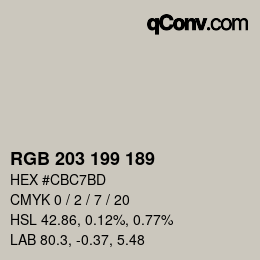 カラーコード: RGB 203 199 189 | qconv.com