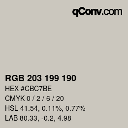 Color code: RGB 203 199 190 | qconv.com