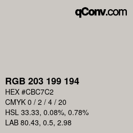 Color code: RGB 203 199 194 | qconv.com