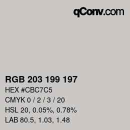 Color code: RGB 203 199 197 | qconv.com
