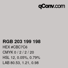 颜色代码: RGB 203 199 198 | qconv.com