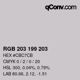 Color code: RGB 203 199 203 | qconv.com