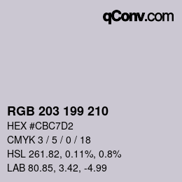 Color code: RGB 203 199 210 | qconv.com