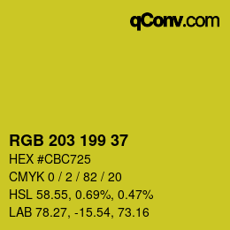 Color code: RGB 203 199 37 | qconv.com