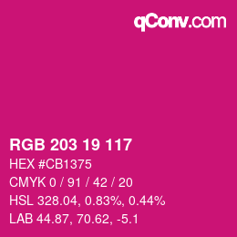 カラーコード: RGB 203 19 117 | qconv.com