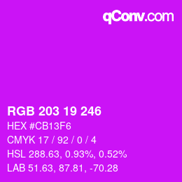 Farbcode: RGB 203 19 246 | qconv.com