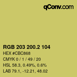 カラーコード: RGB 203 200.2 104 | qconv.com