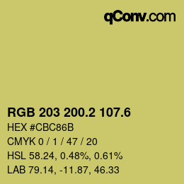 カラーコード: RGB 203 200.2 107.6 | qconv.com