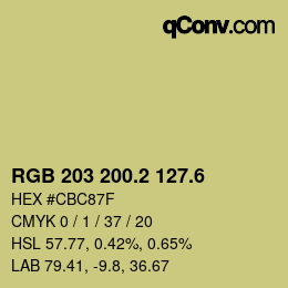 カラーコード: RGB 203 200.2 127.6 | qconv.com