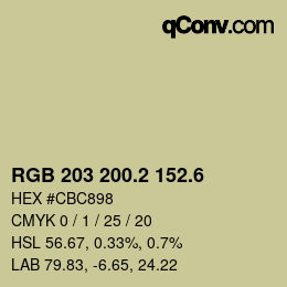 カラーコード: RGB 203 200.2 152.6 | qconv.com