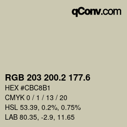 カラーコード: RGB 203 200.2 177.6 | qconv.com