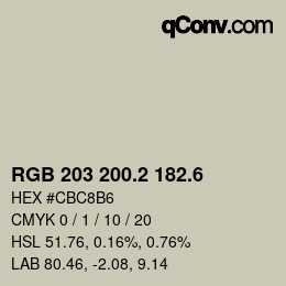 カラーコード: RGB 203 200.2 182.6 | qconv.com