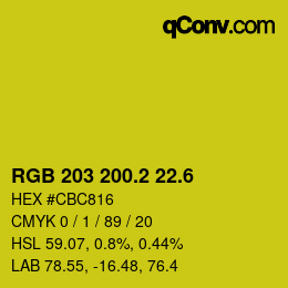 カラーコード: RGB 203 200.2 22.6 | qconv.com
