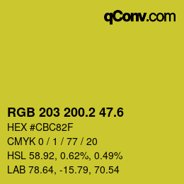 カラーコード: RGB 203 200.2 47.6 | qconv.com