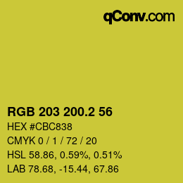 カラーコード: RGB 203 200.2 56 | qconv.com