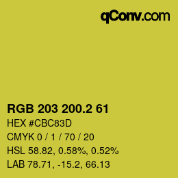 カラーコード: RGB 203 200.2 61 | qconv.com