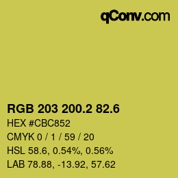 カラーコード: RGB 203 200.2 82.6 | qconv.com