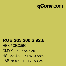 カラーコード: RGB 203 200.2 92.6 | qconv.com
