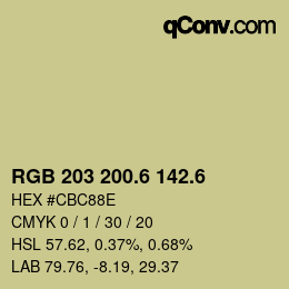 カラーコード: RGB 203 200.6 142.6 | qconv.com