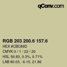 カラーコード: RGB 203 200.6 157.6 | qconv.com