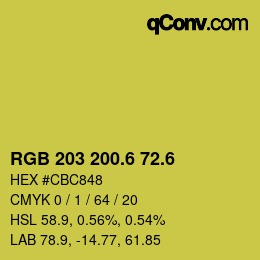カラーコード: RGB 203 200.6 72.6 | qconv.com
