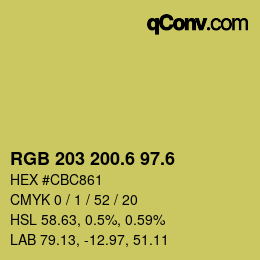 カラーコード: RGB 203 200.6 97.6 | qconv.com