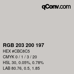 Farbcode: RGB 203 200 197 | qconv.com